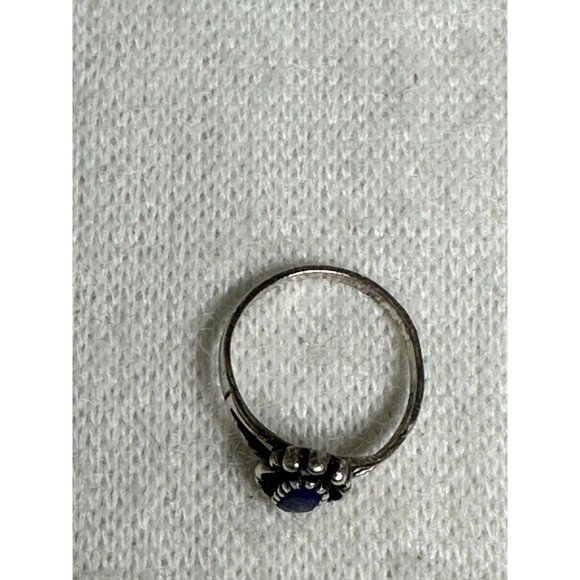 Oval Lapis Sterling Silver Ring in Intricate Setting - Size 5.25 - Picture 5 of 6
